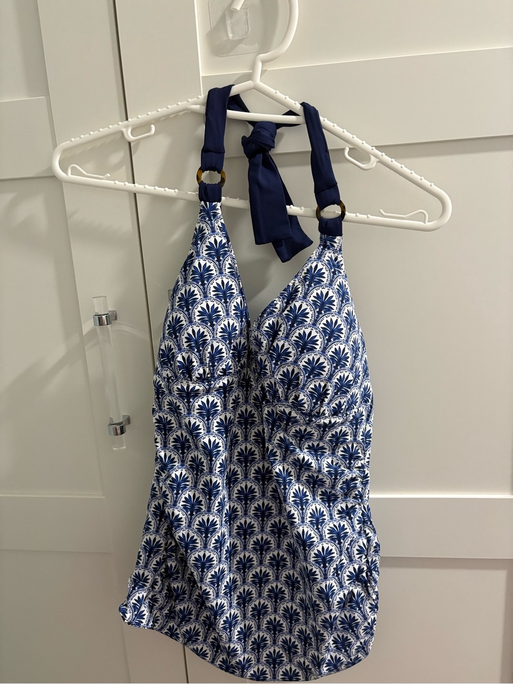 Blue and White Tommy Bahama Elegant Tankini Swim top